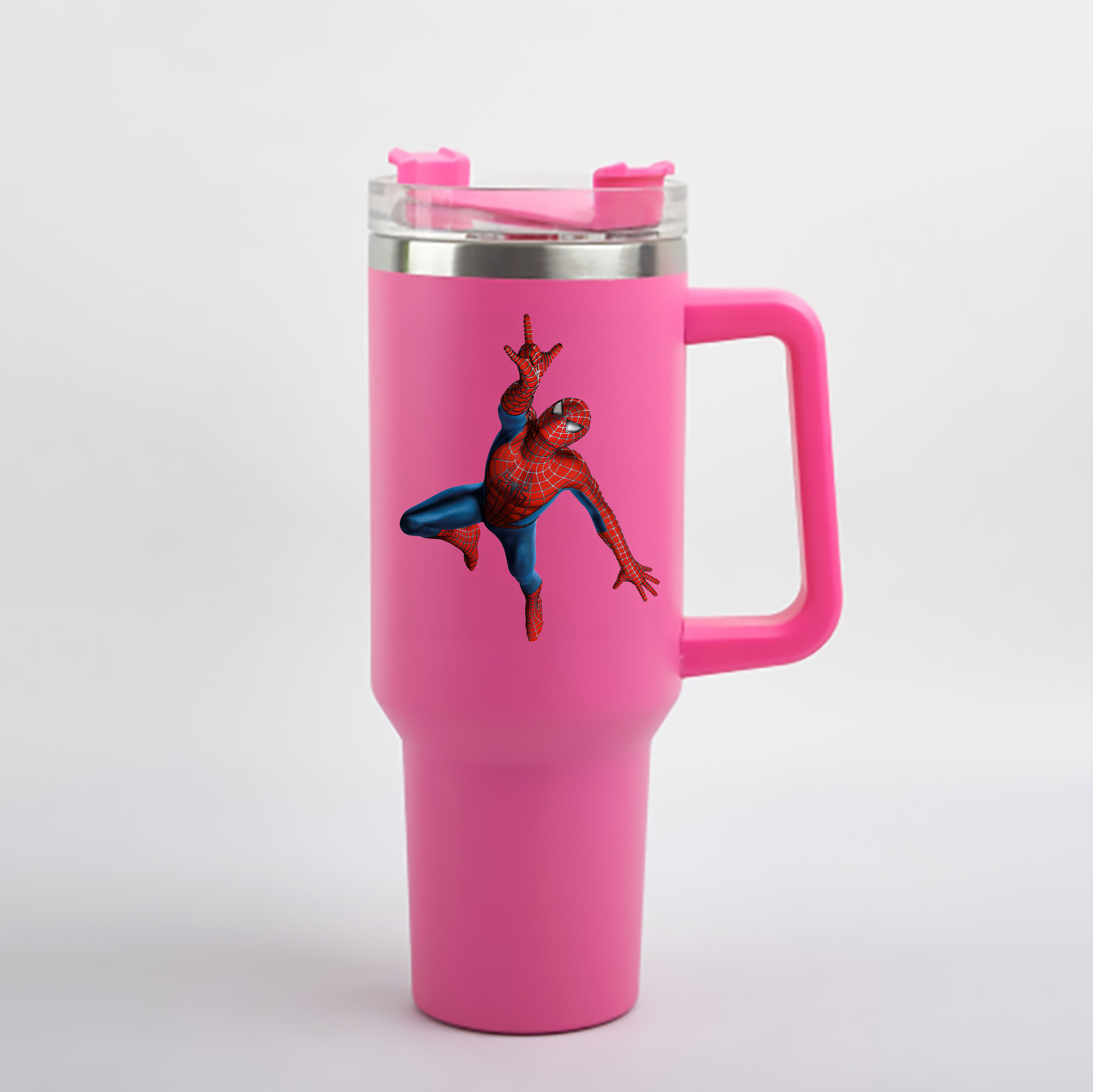（画像用） Spider Man スパイダーマン 1200mL車用タンブラー - クリスタルステッカー（プラスチックストロー付き）